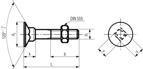 DIN 605 Flat Countersunk Square Neck Bolts Specifications