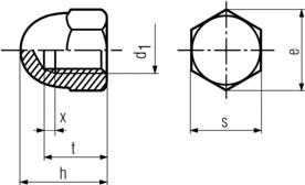 DIN 1587 Hexagon Domed Cap Nuts  Full PatternSpecifications